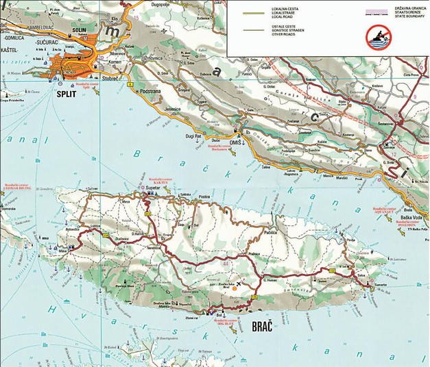 Mapa ostrova Bra