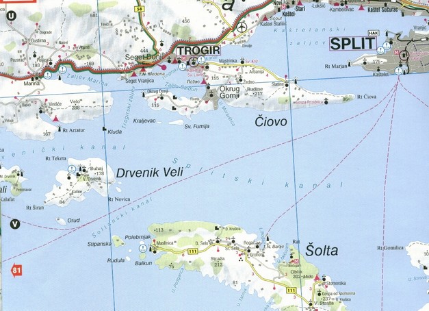 Mapa ostrova Veli Drvenik