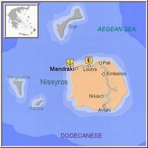 Mapa ostrova Nissyros