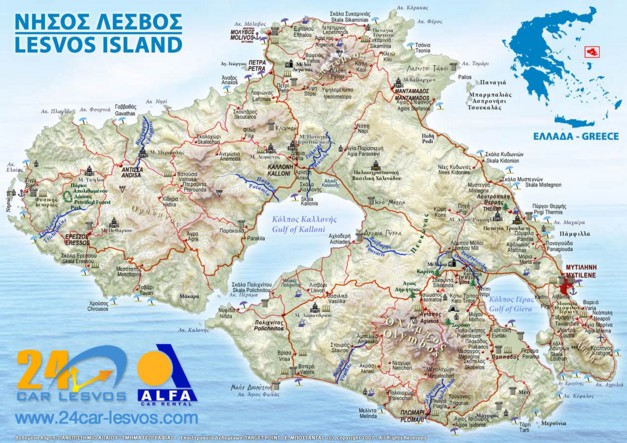 Mapa ostrova Lesbos