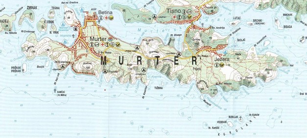 Mapa ostrova Murter