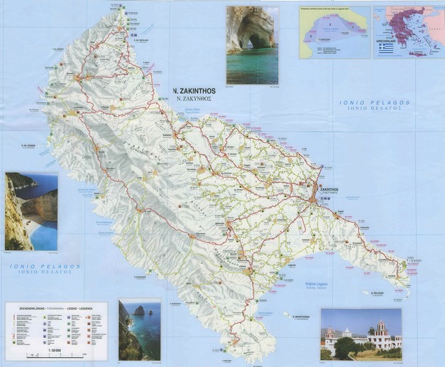 Mapa ostrova Zakynthos